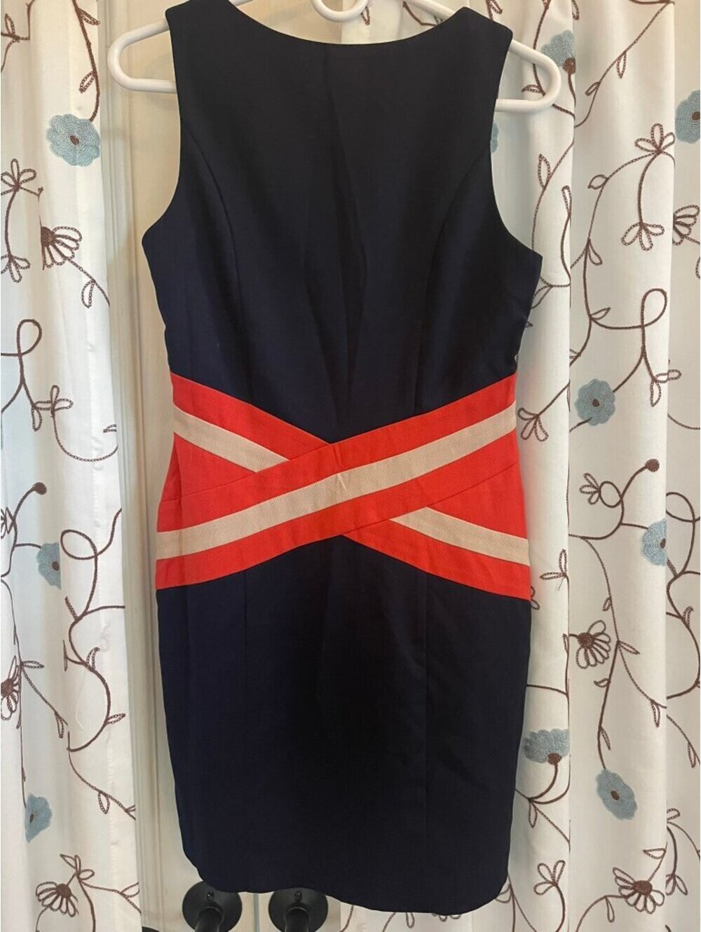 NWT | C. Luce | S | Navy Colorblock Criss Cross Sheath Dress - Picture 6 of 6